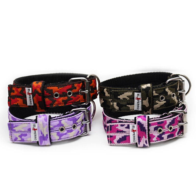 Obroża z półkolem JUICY CAMOUFLAGE TRIPLE KENNEL 4 cm